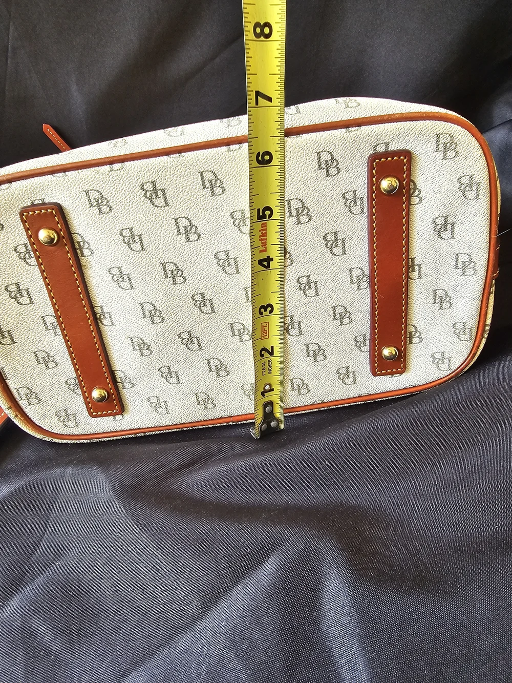 Dooney & Bourke Cream Signature Messenger Bag with Tan Trim